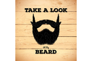 Hipster Beard On Wooden Background