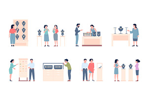 People in jewelry store. Male female, an Object Illustration by LadadikArt