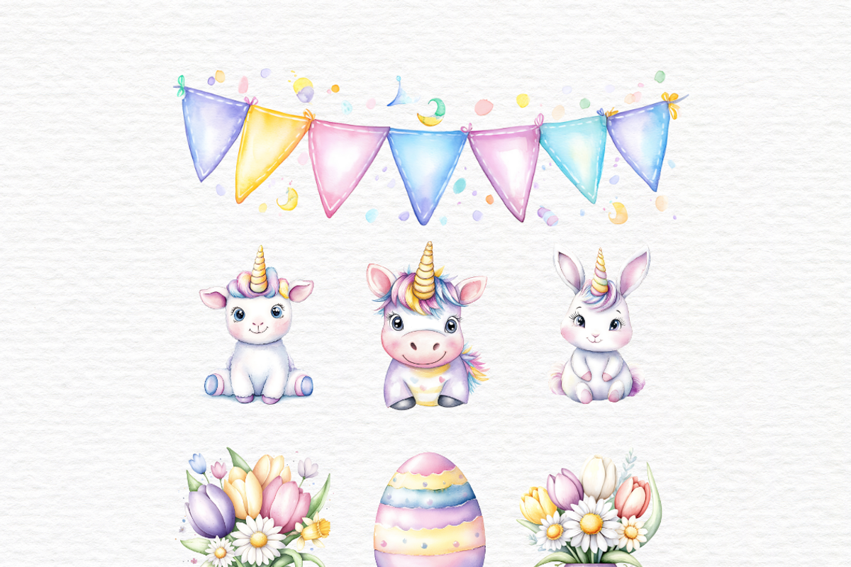 Unicorn easter egg clipart, a Seasonal Illustration by Invite to Clipart (Photo 2 of 7)