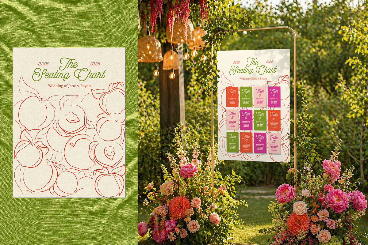 Peach summer wedding templates set, a Stationery Template by Garden in frame (Photo 9 of 10)