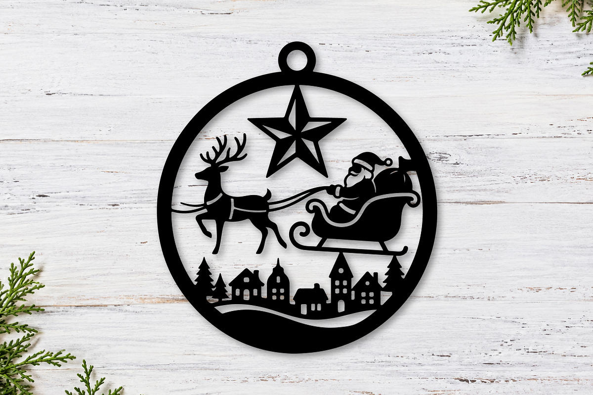 Santa Reindeer Laser Cut Christmas, a Seasonal Illustration by CraftArtStudio (Photo 2 of 3)