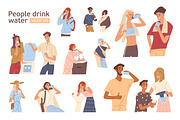 People drinking water set, a Person Illustration by Good Studio (Thumbnail 1 of 8)