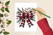 Christmas Buffalo Plaid Bow Clipart, a Work Illustration by Craft Nest (Thumbnail 2 of 5)