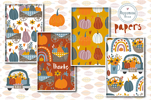 Pumpkins Clipart And Paper Pack