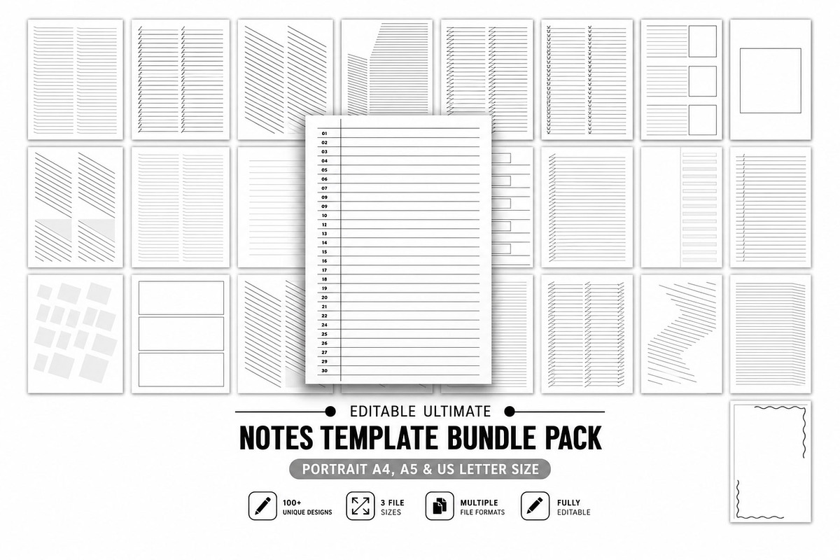100+ Editable Notes Bundle Pack, a Stationery Template by MNT-Creator (Photo 3 of 5)