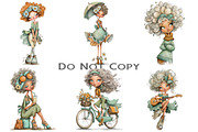 Whimsical Lady Clipart Bundle, an Illustration by Craft Nest (Thumbnail 3 of 9)