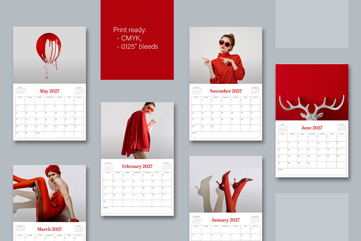 2027 Landscape Calendar Template, a Stationery Template by R-studio (Photo 7 of 8)