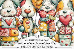 Valentine's Day Dogs Clipart, an Illustration by Designking