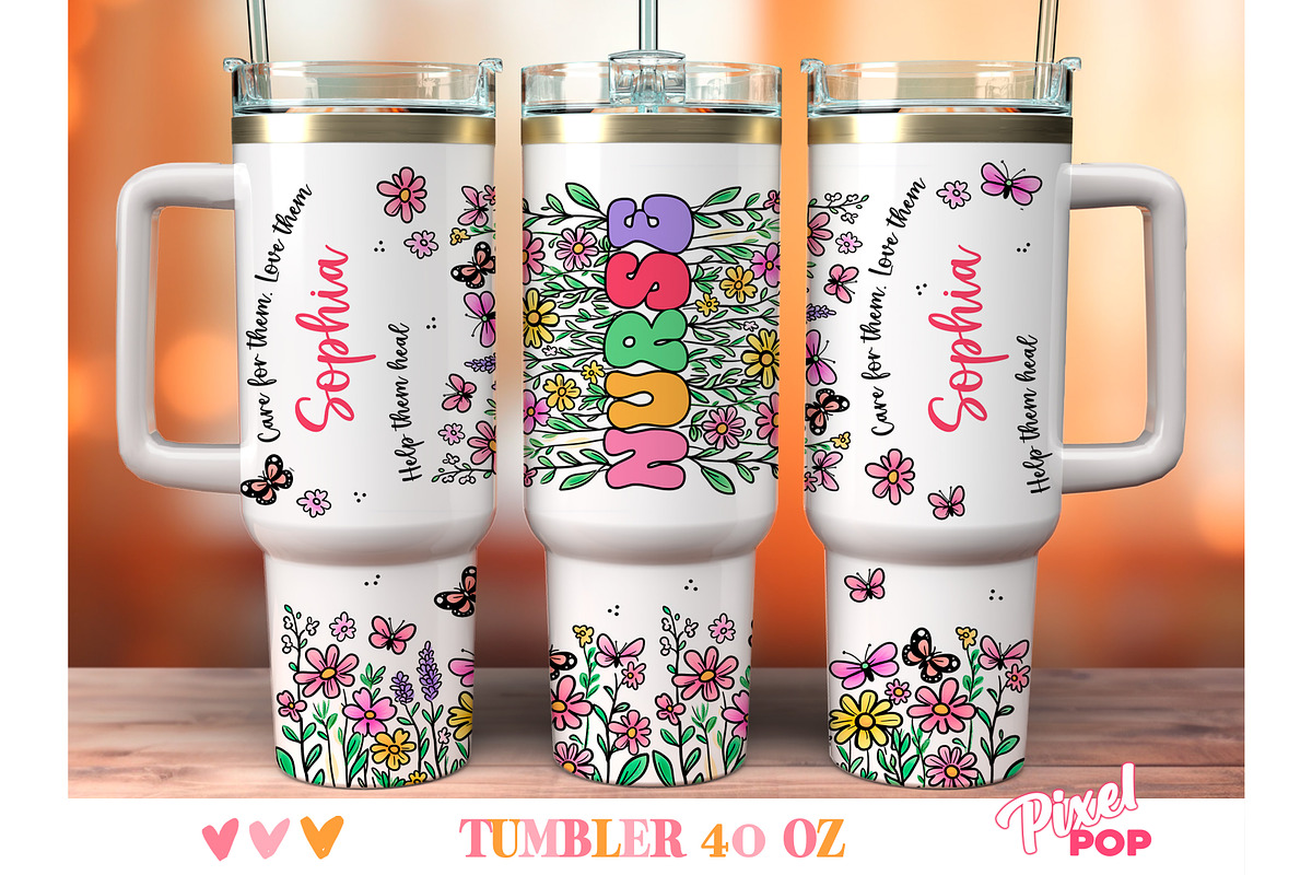 Personalized Nurse 40 oz Quencher, a Graphic by TumblerArtDS (Photo 3 of 4)