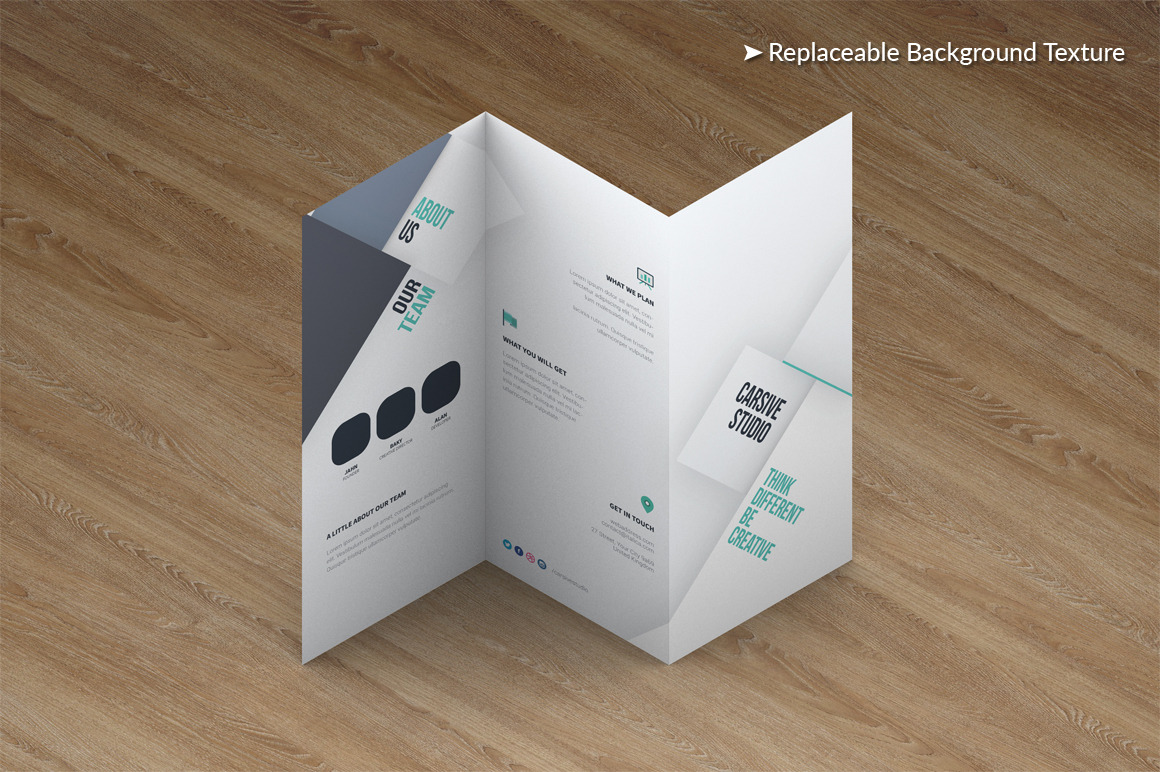 Trifold Brochure Mock-Up, a Print Template by RgraphicsDesign