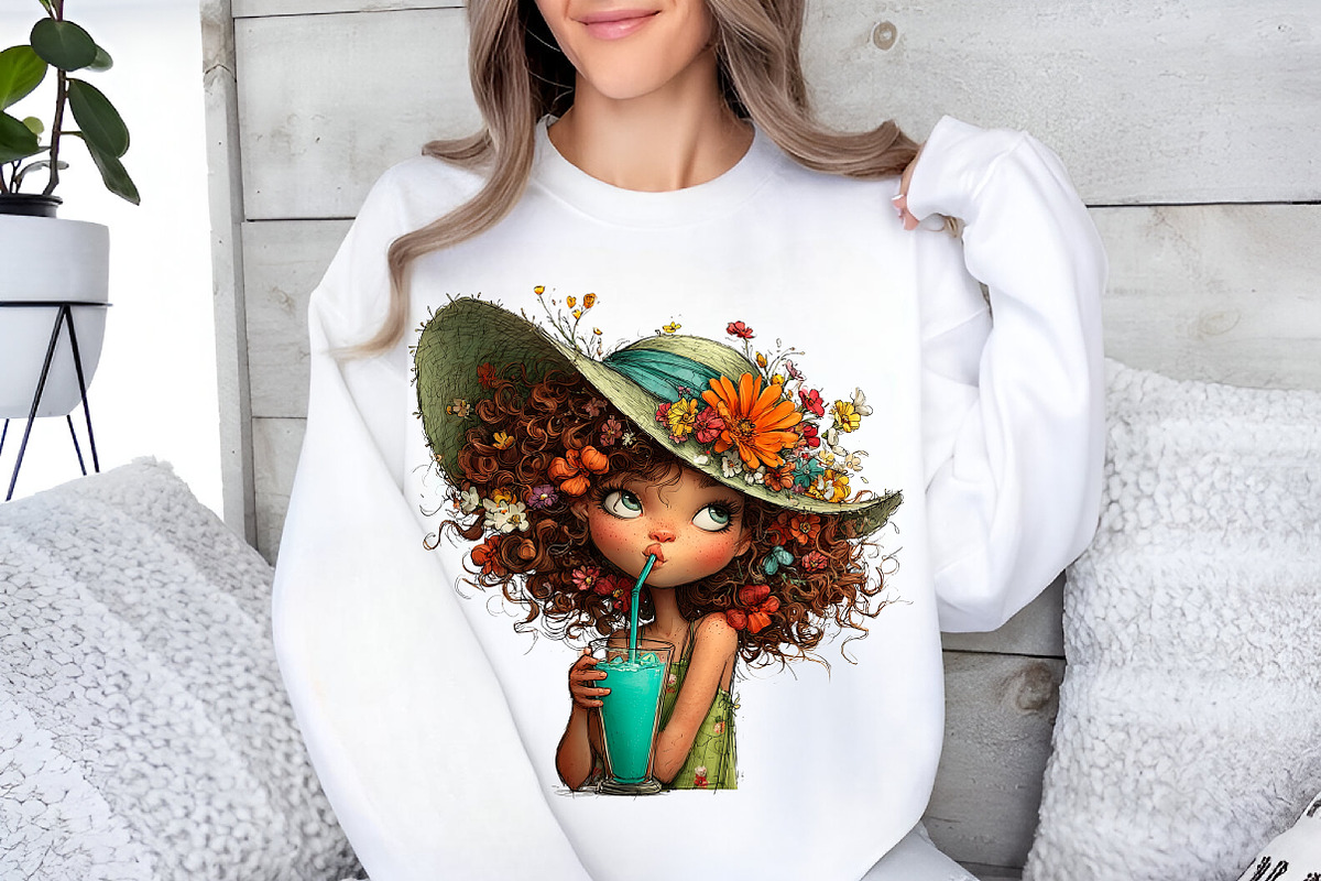 Whimsical Summer Coffee Girls Clipar, an Illustration by GatewayDesign (Photo 6 of 6)