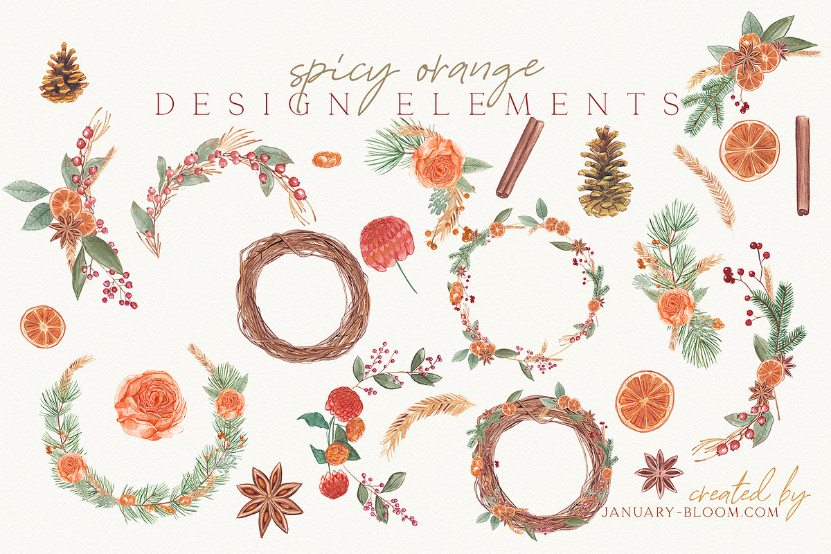Christmas Watercolor Festive Clipart, an Animal Illustration by January Bloom (Photo 21 of 32)