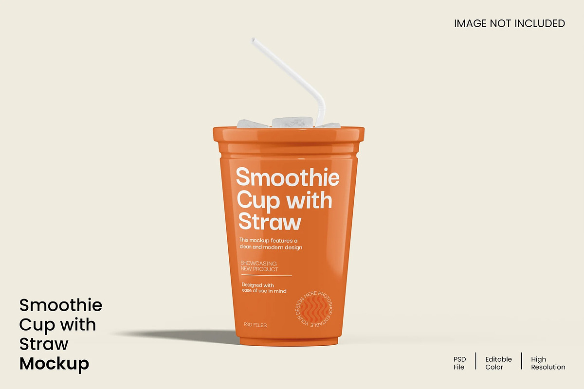 Smoothie Cup with Straw Mockup, a Cups & Container Mockup by renderstockmarket