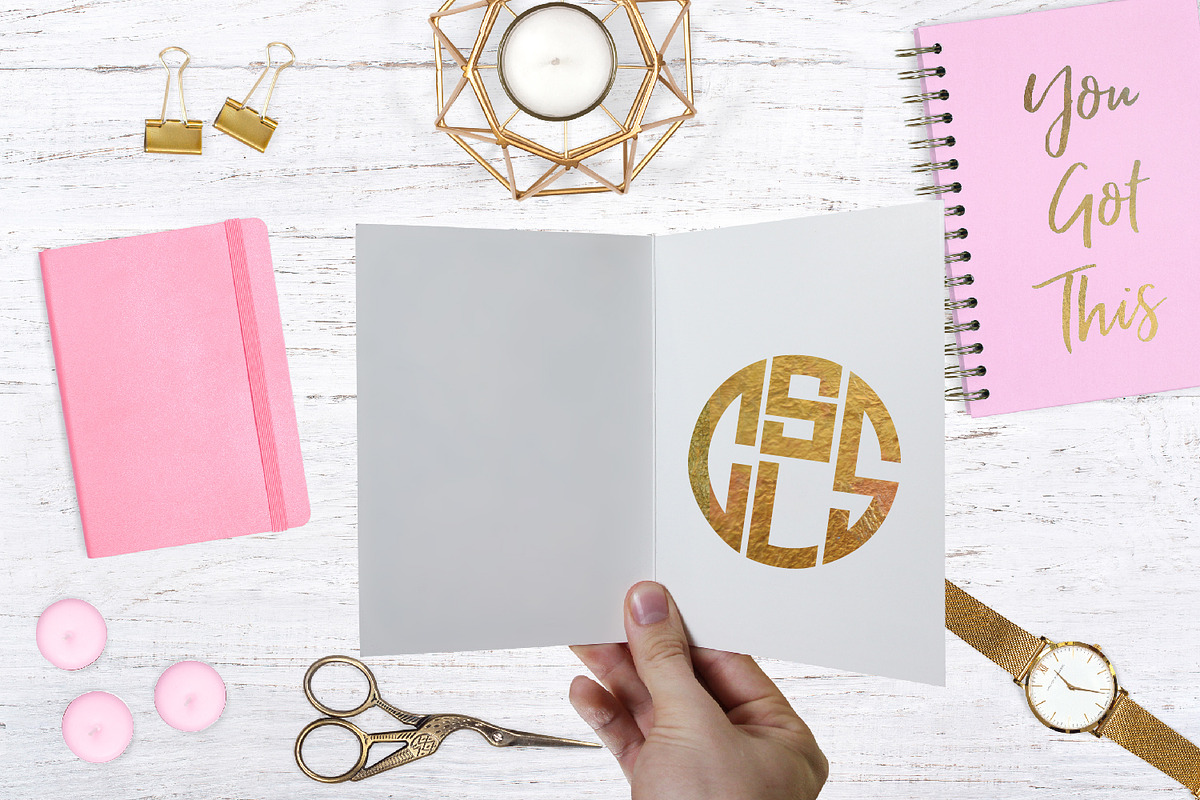 4 Letter Circle Monogram Font & Kit preview 2