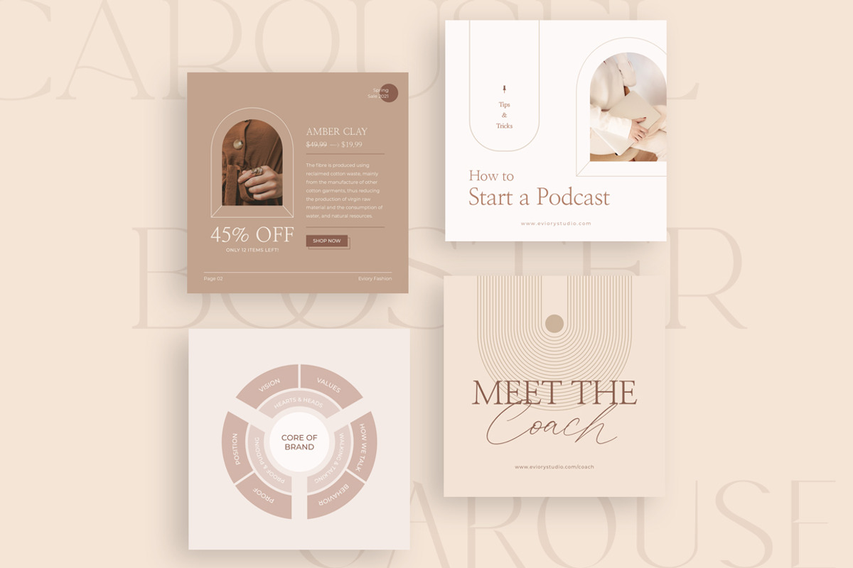 Neutral Carousel Instagram CANVA PS, a Social Media Template by Eviory