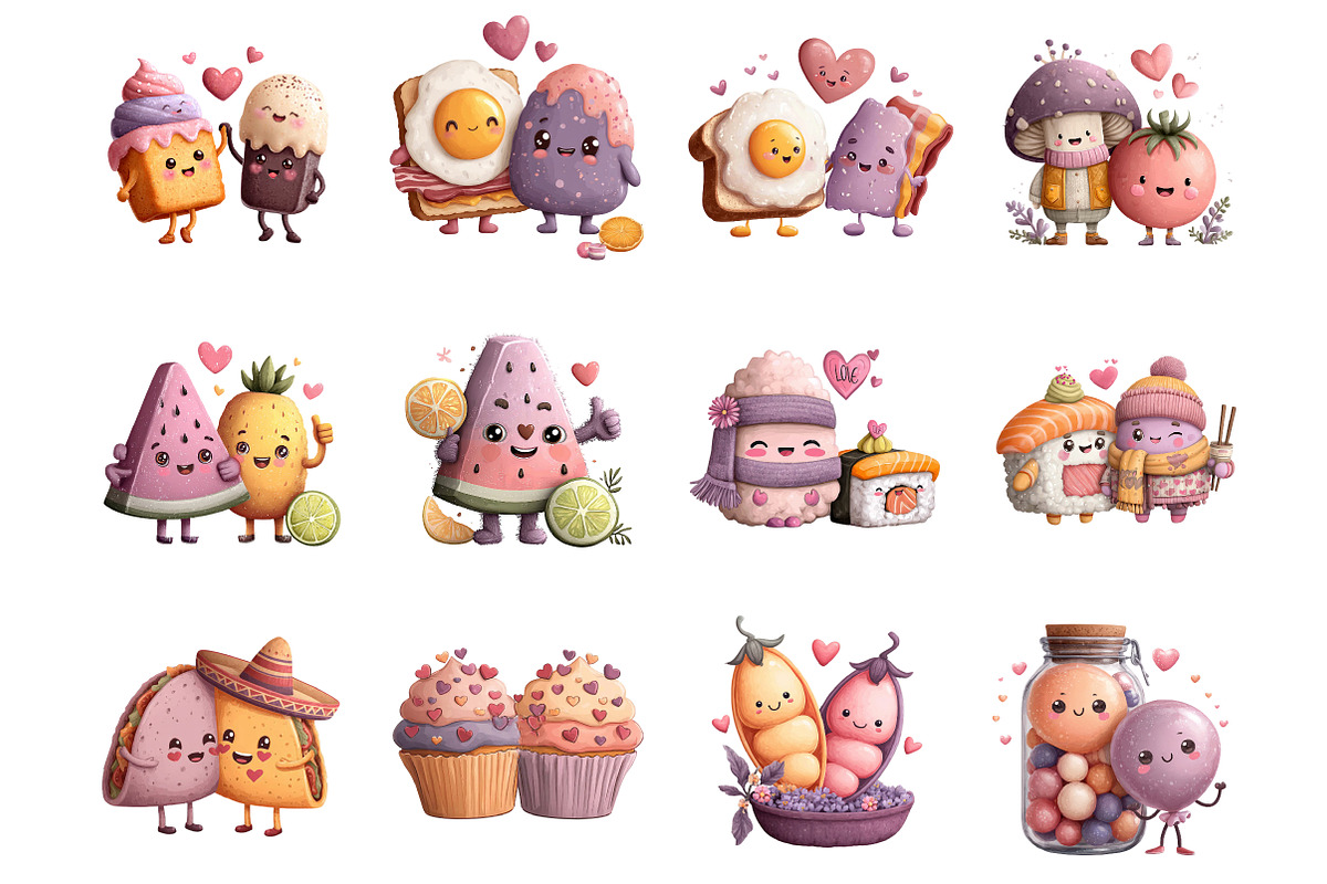 Valentine Food Pairs Clipart, an Illustration by DreamArtGraphic (Photo 4 of 4)