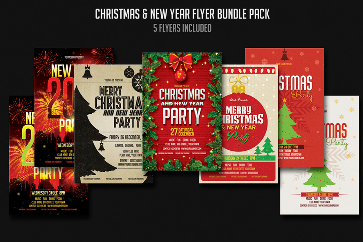 Christmas & New year Flyer Bundle, a Flyer Template by DesignWorkz (Photo 1 of 5)