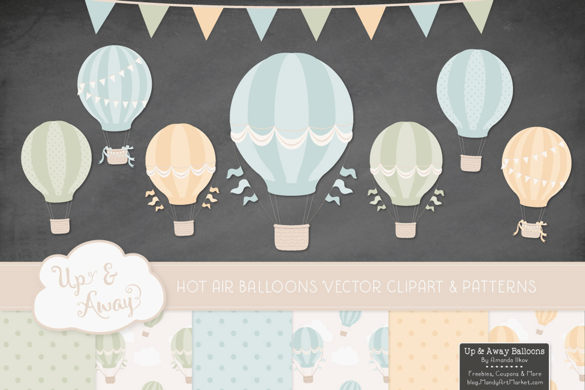 Pastel Hot Air Balloons & Patterns, an Illustration by Amanda Ilkov (Photo 2 of 5)
