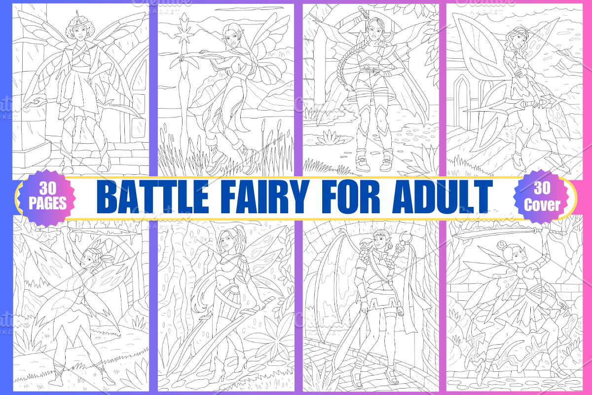 Battle Fairy Coloring Pages, a Decorative Illustration by Coco Bloom (Photo 1 of 5)