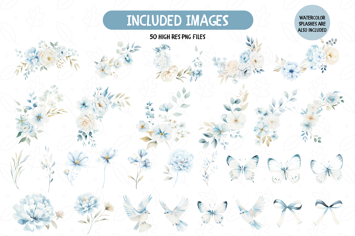 Blue Meadow Wildflower Clipart Set, an Illustration by TatiMockup (Photo 2 of 5)