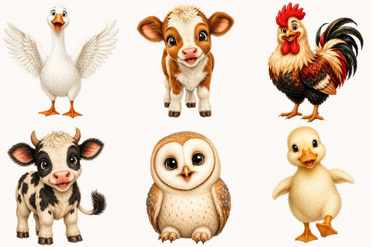 Quirky Farm Animals Clipart PNG, a Seasonal Illustration by Designworld (Photo 6 of 9)