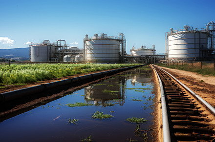 Industrial plant with storage tanks, an Industrial Photo by Perpis