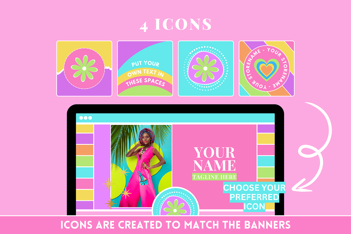 Fun Social Media Banners + Icons, a Social Media Template by SunshineStudioBoutique (Photo 3 of 9)