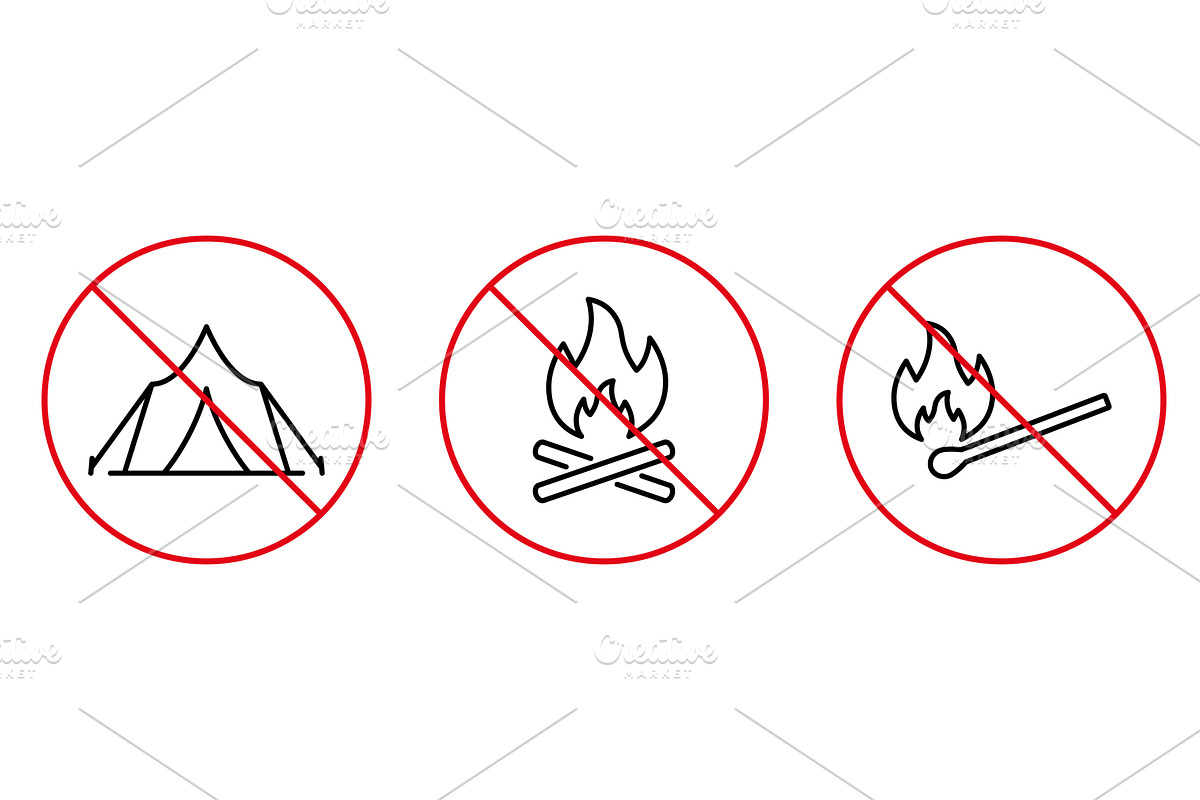 Prohibit Camping Fire Zone, an Object Illustration by Vector Creator