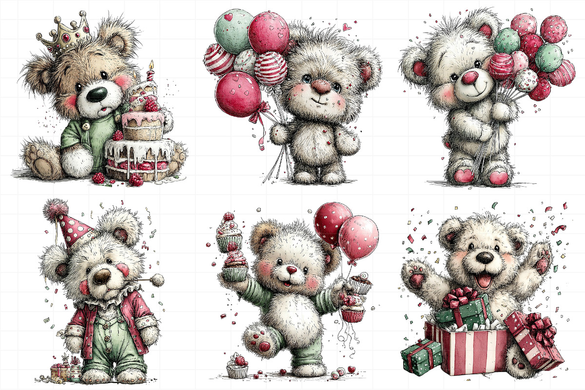 Birthday Teddy Bear Clipart Bundle, an Illustration by Daily.Designs (Photo 6 of 8)