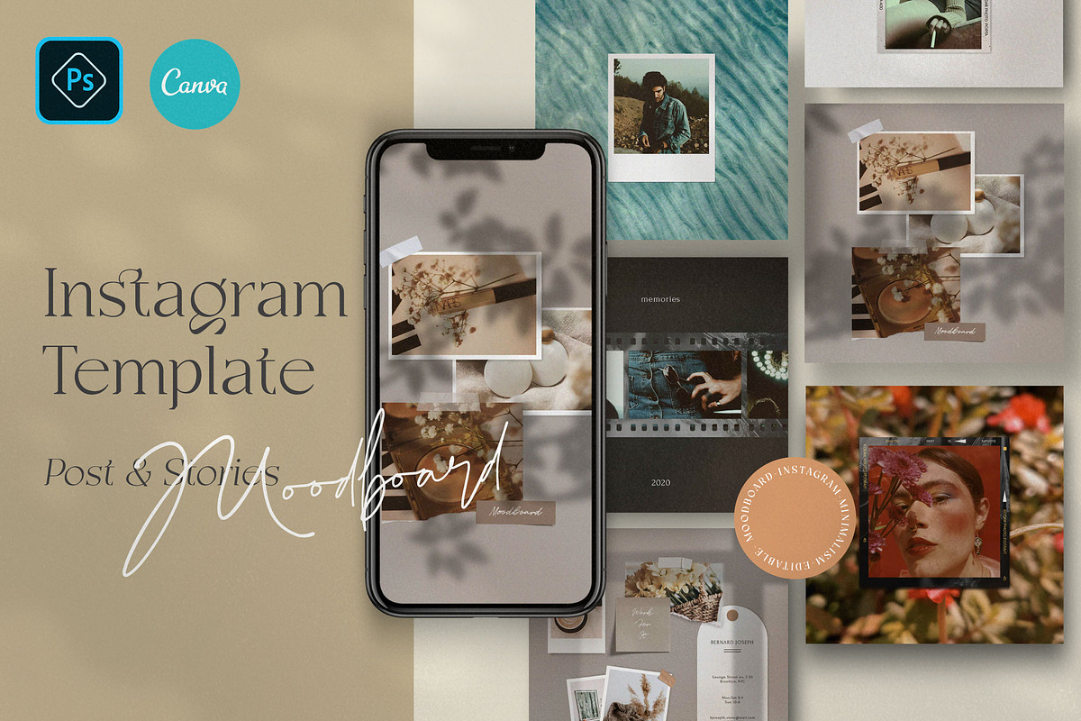 Moodboard - Canva + PS instagram, a Social Media Template by Dirtytemp Studio (Photo 1 of 6)