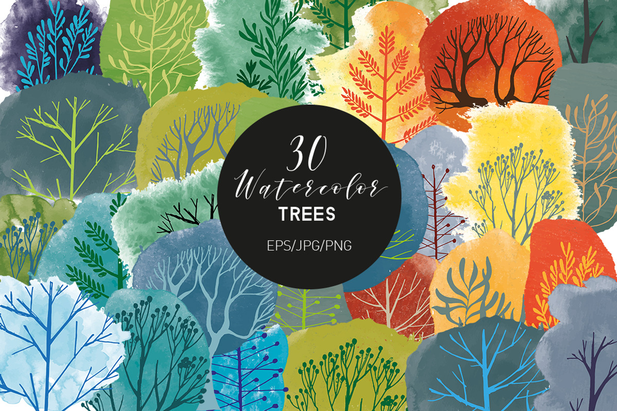 Watercolor trees, an Illustration by Tatiana Davidova (Photo 1 of 4)