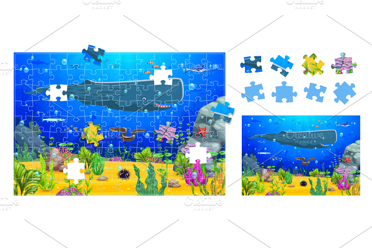 Jigsaw puzzle game pieces, an Education Illustration by Vector Tradition