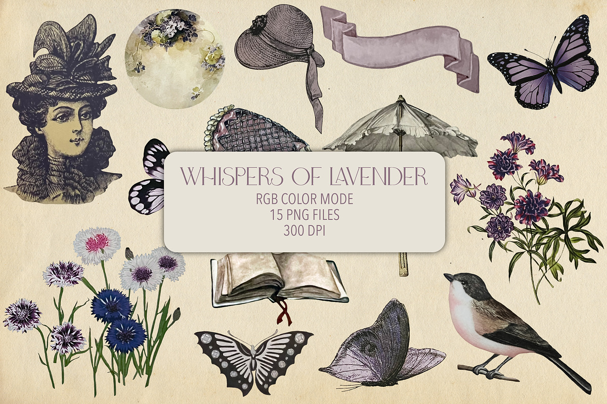 Whispers of Lavender Antique Clipart, a Decorative Illustration by Patterns for Dessert (Photo 1 of 6)