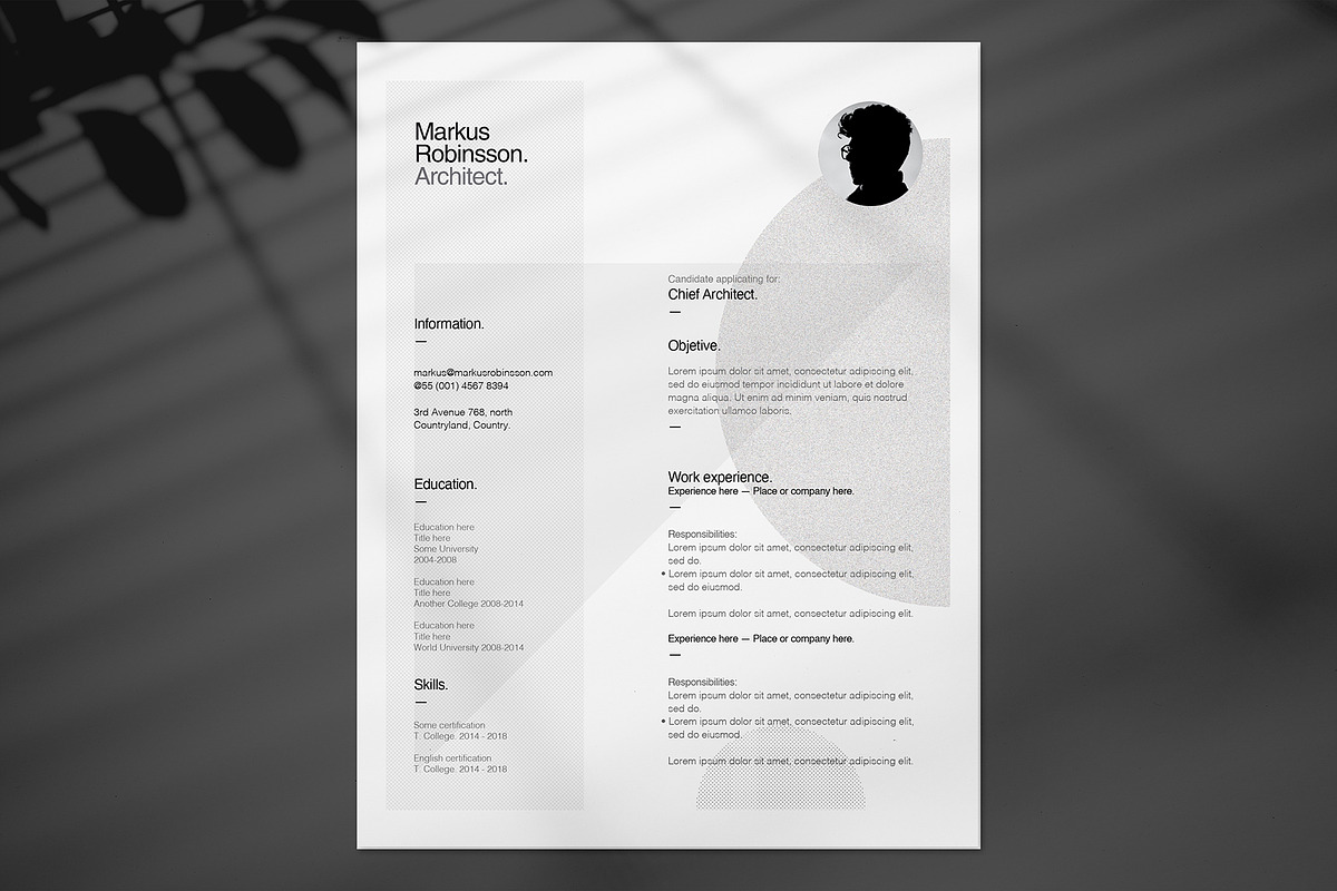 Minimal Creative Resume Pack by Srg, a Resume Template by Srg® (Photo 3 of 11)