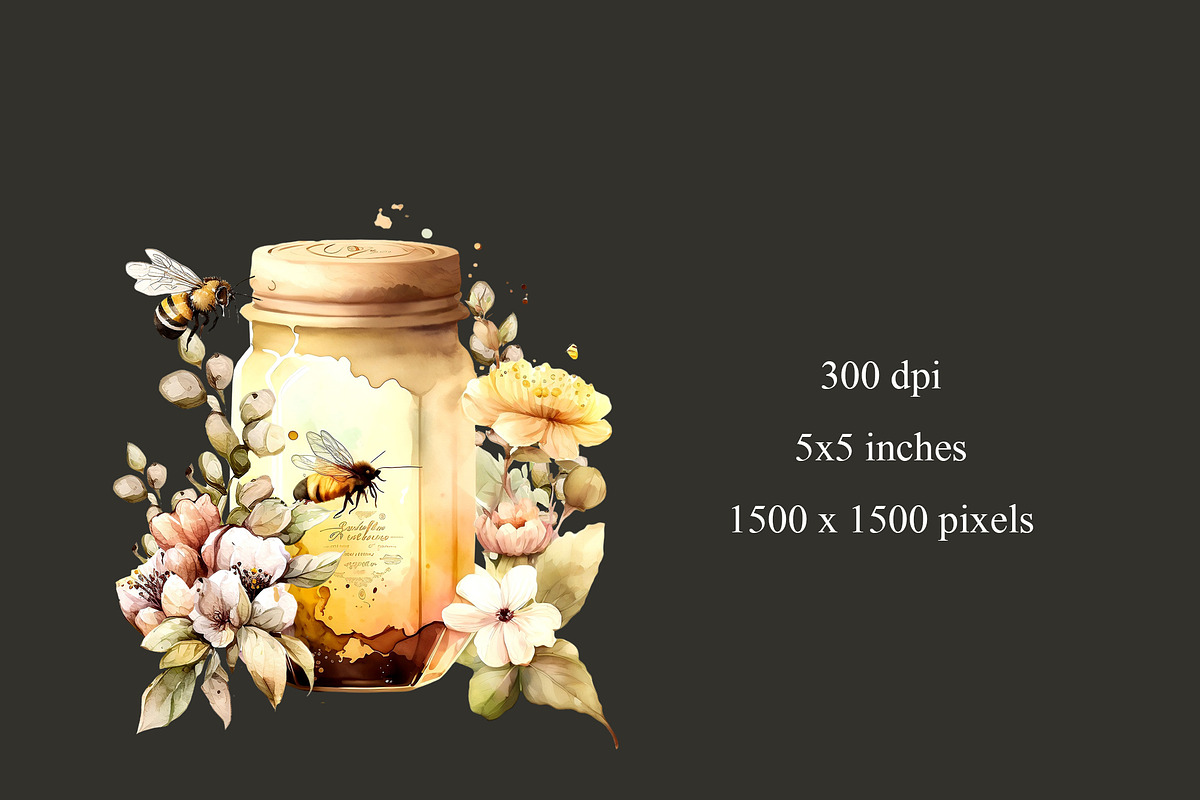 Honey Bee Watercolor Clipart, an Object Graphic by Colibri Watercolor (Photo 6 of 7)