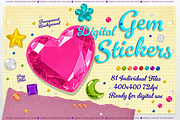 GEM STICKERS DIGITAL RHINESTONE PNGs, an Object Graphic by TheFoodAtlas (Thumbnail 1 of 5)