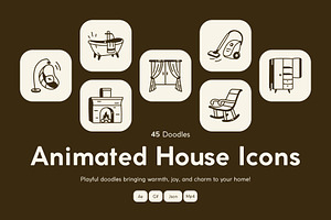 Animated House Doodle Icon Set, an Outline Icon by Vectors Market