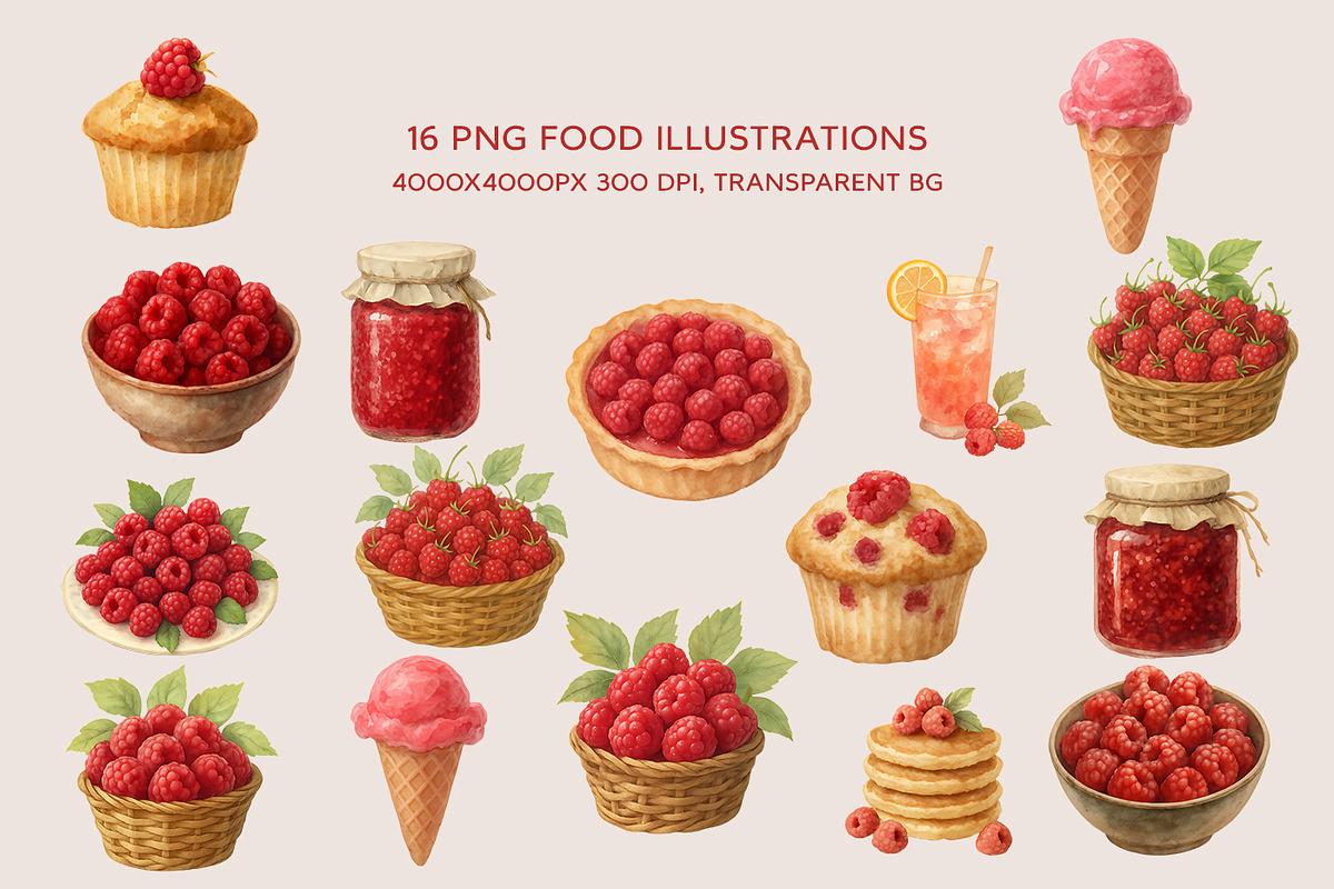 Raspberry Clipart & Patterns Bundle, a Food Illustration by MuzaArtStudio (Photo 10 of 14)