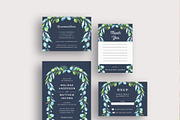 Greenery Foliage Frame on Blue, an Invitation Template by Inkpower (Thumbnail 2 of 7)