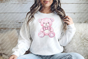 Pink Cute Blush Teddy Bear png, an Illustration by Watercolor design (Thumbnail 10 of 11)