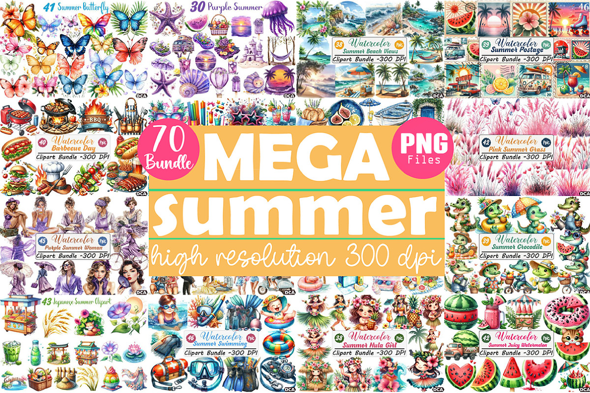 The Big Summer Clipart Bundle, an Illustration by DreamCafeArt