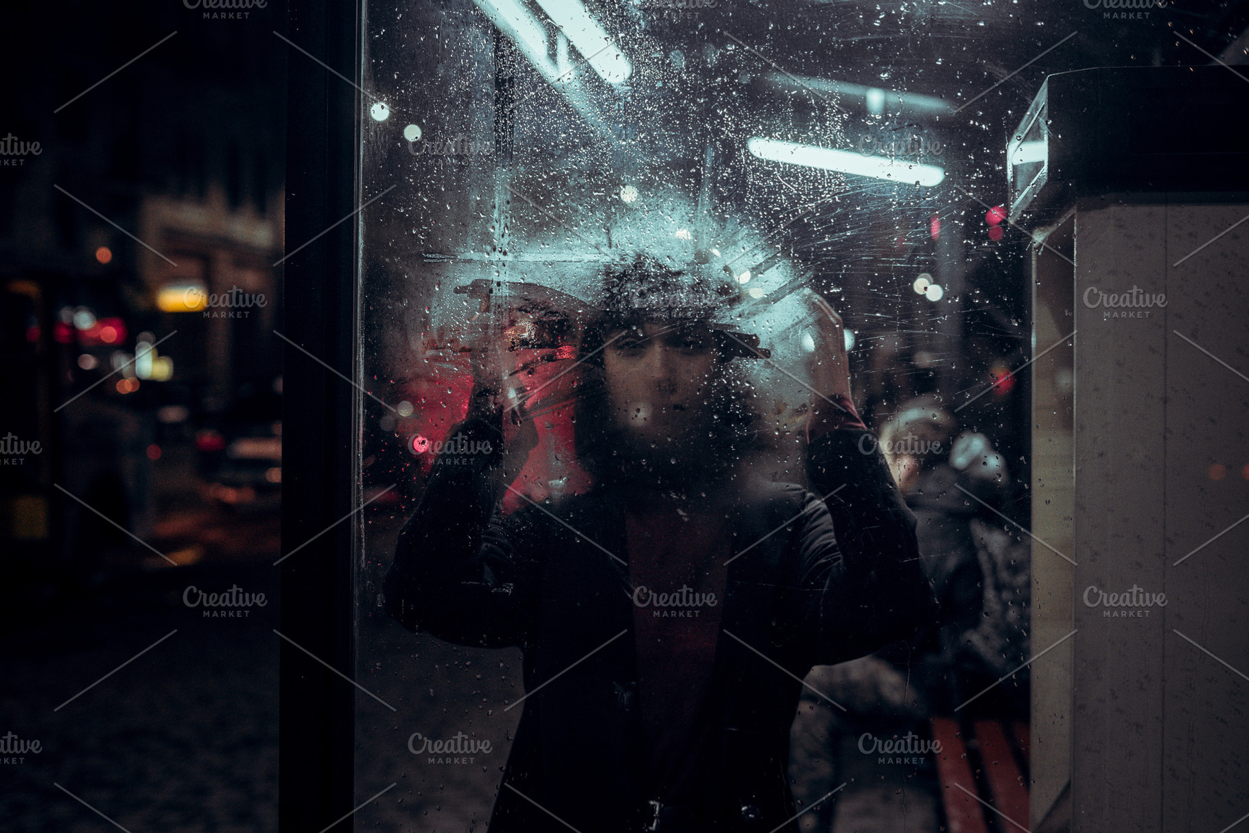 girl behind rain glass on night city, an Arts & Entertainment Photo by Elijah