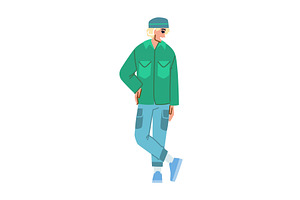 Smiling young man posing with hand, a Person Illustration by pikepicture