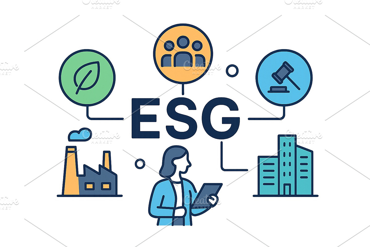 Vector illustration showing ESG, a Person Illustration by ZinetroN