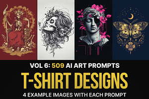 509 Ai Art T-Shirt Prompts: Vol 6, an Illustration by Sevenstyles