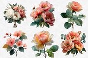 Watercolor Roses Peonies Clip Art, an Illustration by Designworld (Thumbnail 4 of 6)