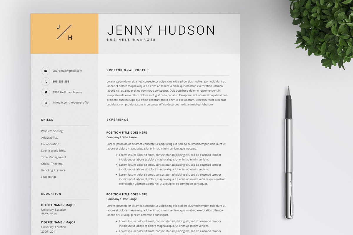 Creative Resume Template / CV, a Resume Template by SalientResume (Photo 1 of 5)