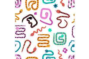 Abstract flat snakes seamless, an Animal Illustration by Valerie Bodnar