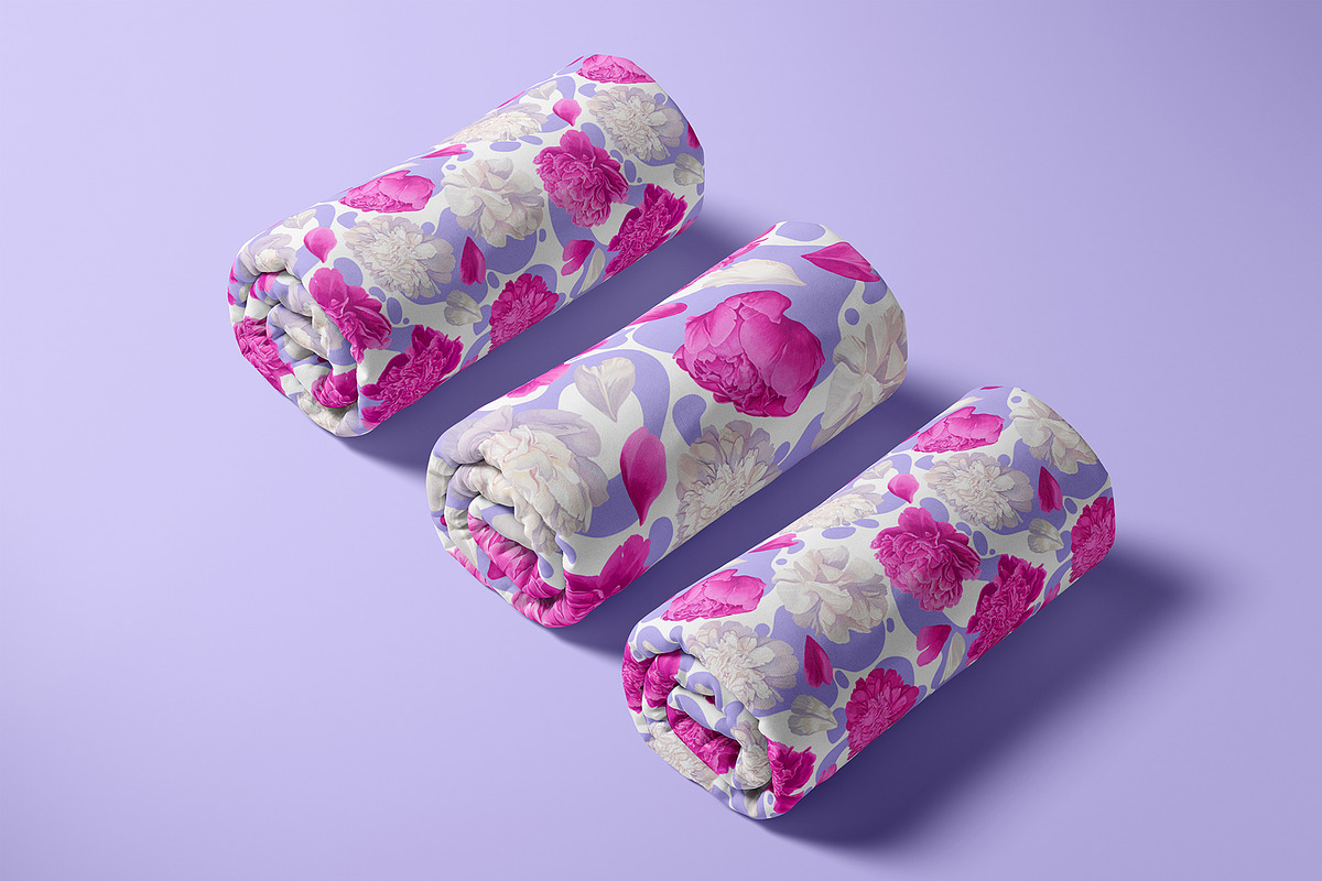 Peonies & Colored Splashes, a Pattern Graphic by MarynaPetrovska (Photo 6 of 11)