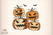 Vintage Patchwork Pumpkin Halloween, an Illustration by Daily.Designs (Thumbnail 1 of 5)
